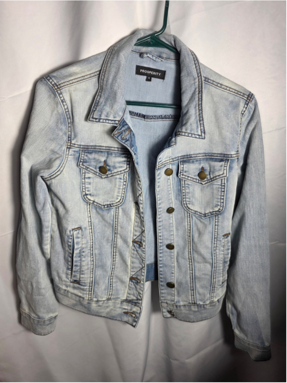 Women's Prosperity Denim Jean Jacket Size S Light Blue trendy fall 90's y2k